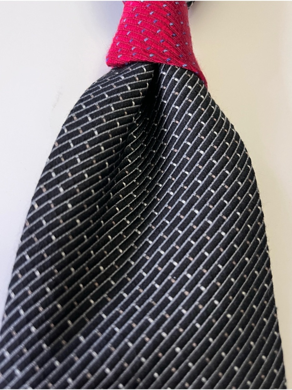 Tommy Hilfiger Black and White Geometric Silk Tie